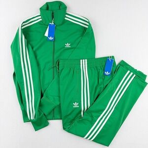 adidas Original Firebird Tracksuit - Size L Mens Jacket + Pants, Green White NWT